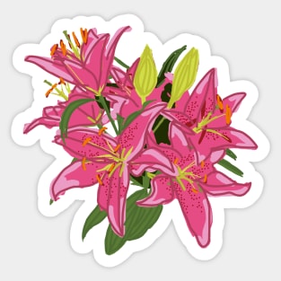 Stargazer Lily Flowers Digital Painting Sticker